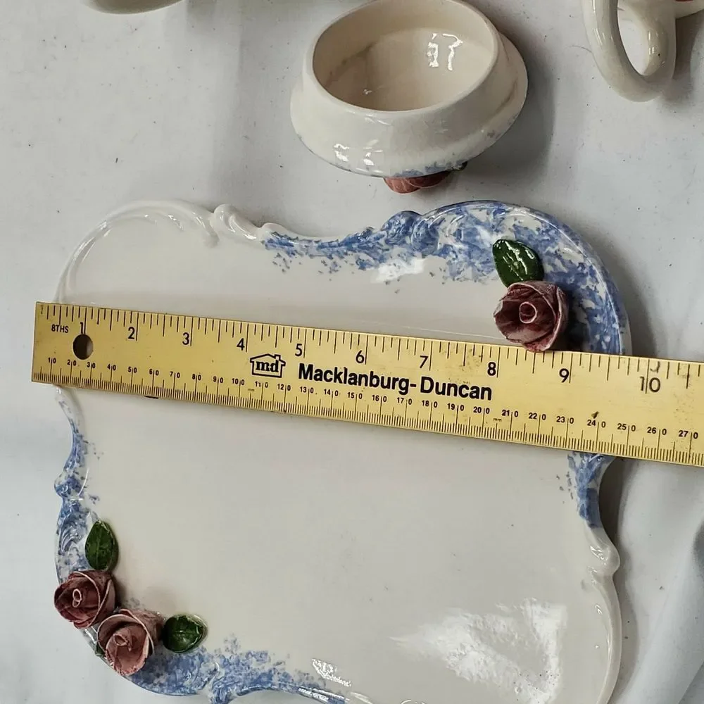 Paper Windows USA Pottery Vintage Teapot Tray‎ and Mug Floral Cover Beautiful